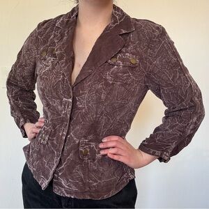 NWT Brown Distressed Corduroy Lightweight Jacket